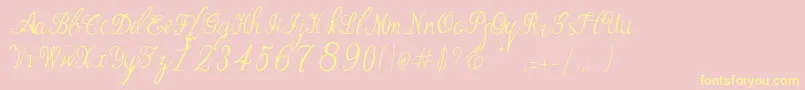 Шрифт Manhattan Script – жёлтые шрифты на розовом фоне