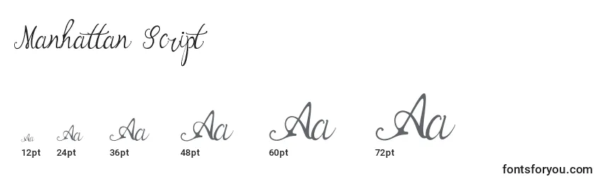 Manhattan Script Font Sizes