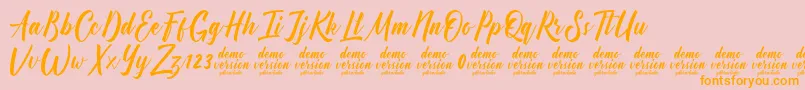 Manhattan Typeface Demo-Schriftart – Orangefarbene Schriften auf rosa Hintergrund