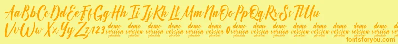 Manhattan Typeface Demo Font – Orange Fonts on Yellow Background