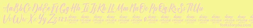 Manhattan Typeface Demo-Schriftart – Rosa Schriften auf gelbem Hintergrund