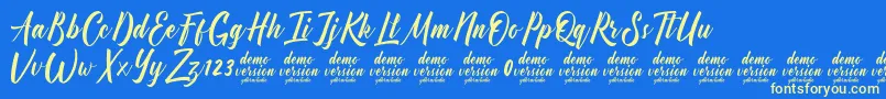 Fonte Manhattan Typeface Demo – fontes amarelas em um fundo azul