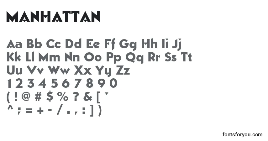 A fonte MANHATTAN (133525) – alfabeto, números, caracteres especiais