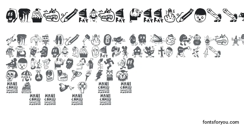 Schriftart Manicomio Woodcutter – Alphabet, Zahlen, spezielle Symbole