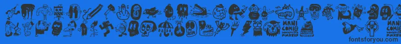 Manicomio Woodcutter Font – Black Fonts on Blue Background