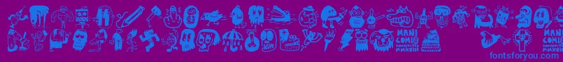 Manicomio Woodcutter-fontti – siniset fontit violetilla taustalla