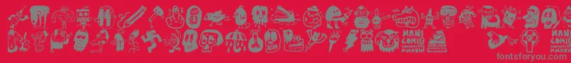 Manicomio Woodcutter Font – Gray Fonts on Red Background