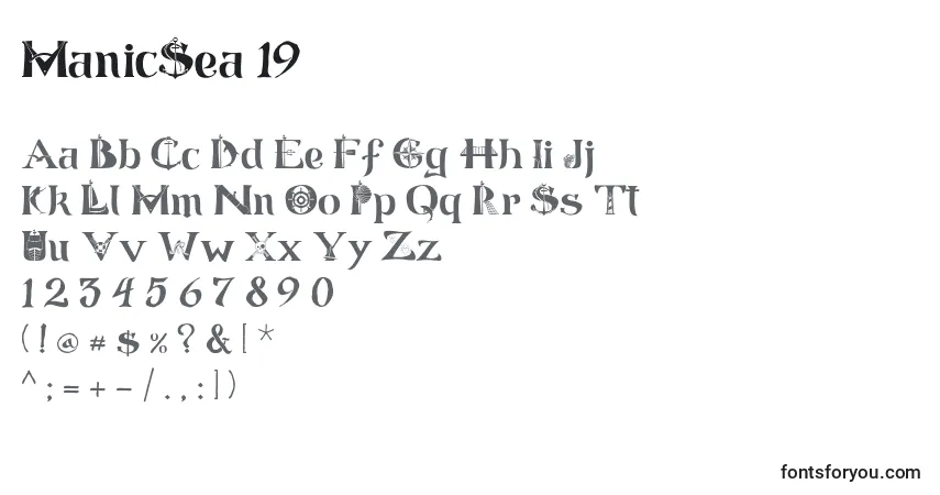 A fonte ManicSea 19 – alfabeto, números, caracteres especiais