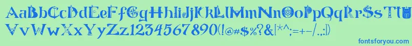 ManicSea 19 Font – Blue Fonts on Green Background