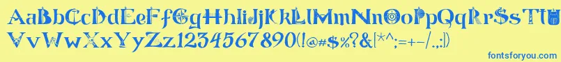 ManicSea 19 Font – Blue Fonts on Yellow Background