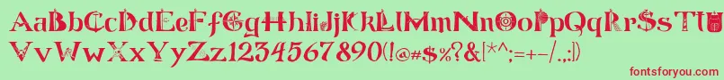 フォントManicSea 19 – 赤い文字の緑の背景