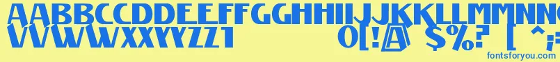 Manifest-Schriftart – Blaue Schriften auf gelbem Hintergrund
