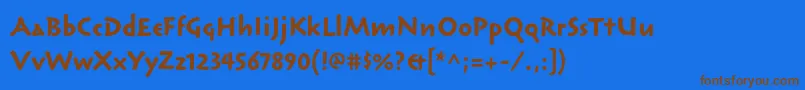 フォントReliqstdBoldcalm – 茶色の文字が青い背景にあります。