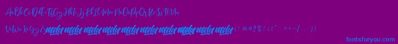 Manilla Script   FREE PERSONAL-Schriftart – Blaue Schriften auf violettem Hintergrund