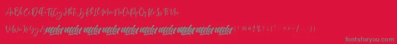 Manilla Script   FREE PERSONAL Font – Gray Fonts on Red Background