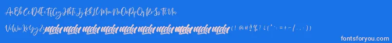 Manilla Script   FREE PERSONAL Font – Pink Fonts on Blue Background