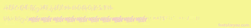 Manilla Script   FREE PERSONAL-Schriftart – Rosa Schriften auf gelbem Hintergrund