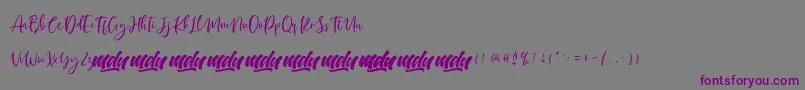 フォントManilla Script   FREE PERSONAL – 紫色のフォント、灰色の背景