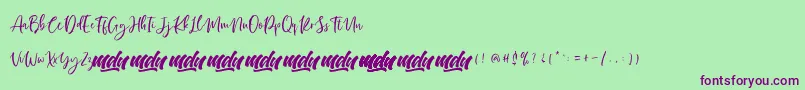 Manilla Script   FREE PERSONAL-Schriftart – Violette Schriften auf grünem Hintergrund