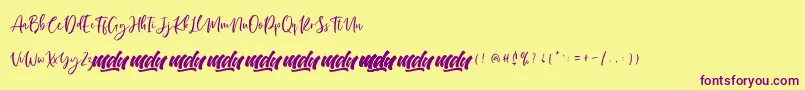 Manilla Script   FREE PERSONAL-Schriftart – Violette Schriften auf gelbem Hintergrund