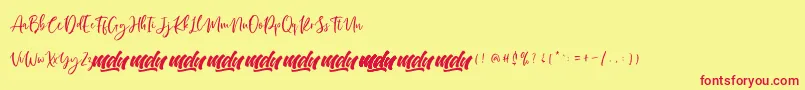 Manilla Script   FREE PERSONAL-Schriftart – Rote Schriften auf gelbem Hintergrund