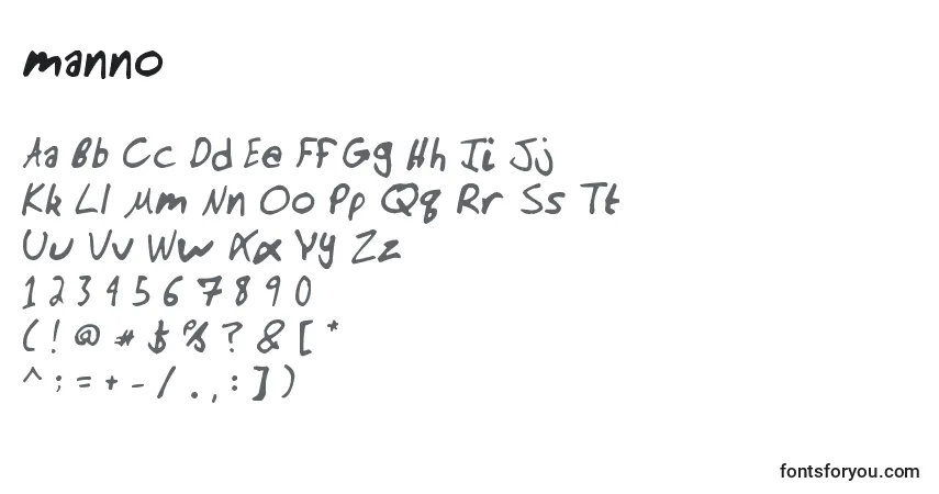 Schriftart Manno (133532) – Alphabet, Zahlen, spezielle Symbole