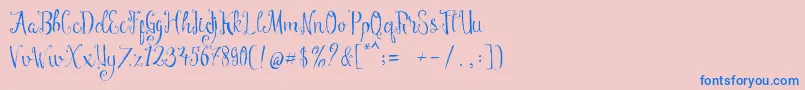 フォントManny Script – ピンクの背景に青い文字