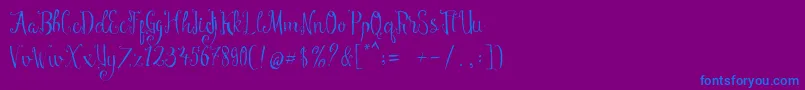Manny Script-Schriftart – Blaue Schriften auf violettem Hintergrund