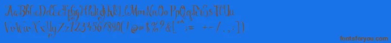 フォントManny Script – 茶色の文字が青い背景にあります。
