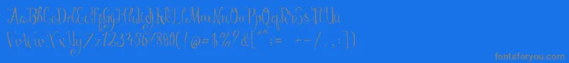 フォントManny Script – 青い背景に灰色の文字