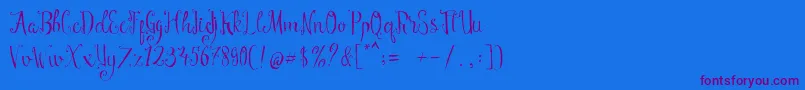 Manny Script-Schriftart – Violette Schriften auf blauem Hintergrund