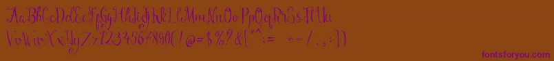Manny Script Font – Purple Fonts on Brown Background