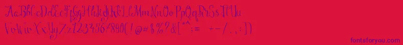 Manny Script-Schriftart – Violette Schriften auf rotem Hintergrund