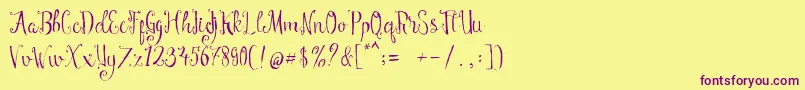 Manny Script-Schriftart – Violette Schriften auf gelbem Hintergrund