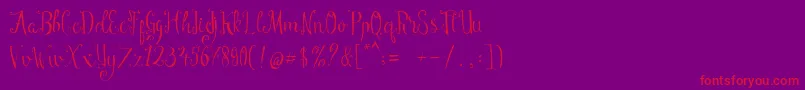 Manny Script Font – Red Fonts on Purple Background