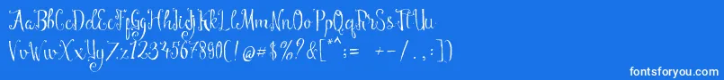 Manny Script-Schriftart – Weiße Schriften auf blauem Hintergrund