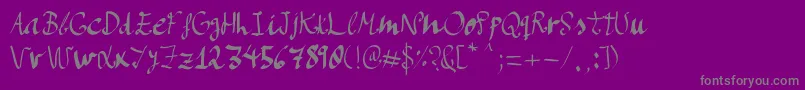 Manos de Cerdo-Schriftart – Graue Schriften auf violettem Hintergrund