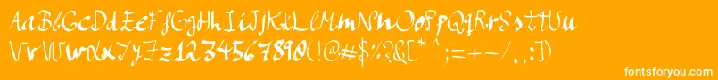 Manos de Cerdo-Schriftart – Weiße Schriften auf orangefarbenem Hintergrund