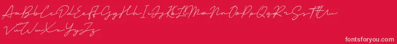 Mansions Demo-Schriftart – Rosa Schriften auf rotem Hintergrund