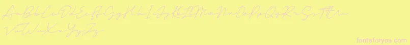 Mansions Demo-Schriftart – Rosa Schriften auf gelbem Hintergrund