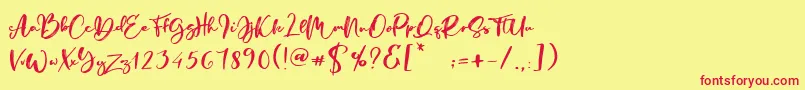Manstro Brush Style-Schriftart – Rote Schriften auf gelbem Hintergrund
