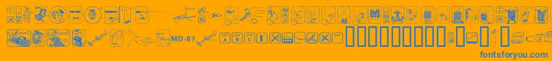 フォントFastenyourseatbelttextured – オレンジの背景に青い文字