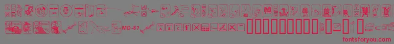 Fastenyourseatbelttextured-Schriftart – Rote Schriften auf grauem Hintergrund