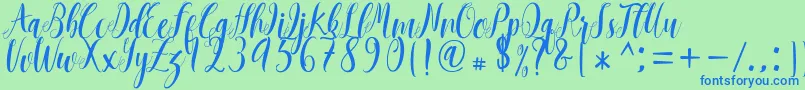 Mantana free  Font – Blue Fonts on Green Background