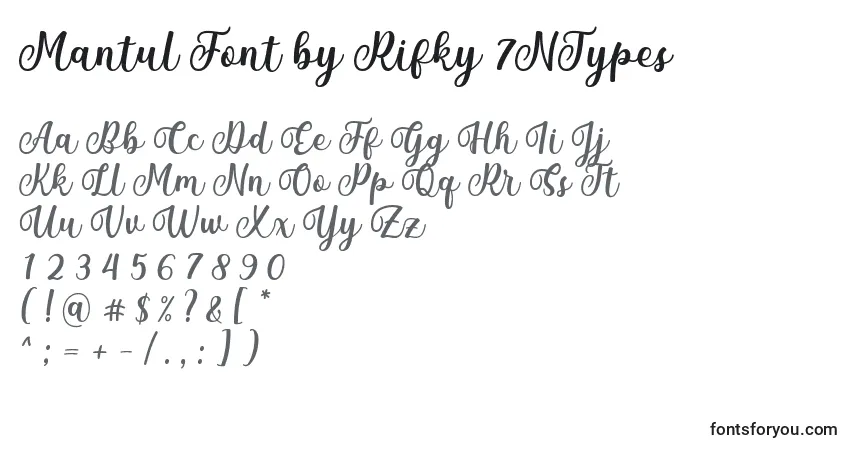 Czcionka Mantul Font by Rifky 7NTypes – alfabet, cyfry, specjalne znaki