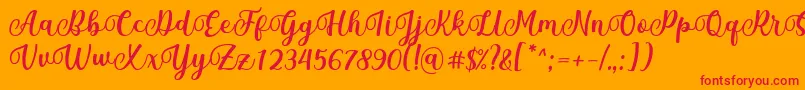 フォントMantul Font by Rifky 7NTypes – オレンジの背景に赤い文字