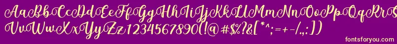 Mantul Font by Rifky 7NTypes Font – Yellow Fonts on Purple Background