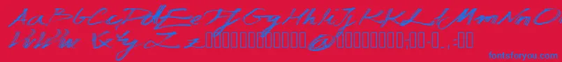Manuscripta-Schriftart – Blaue Schriften auf rotem Hintergrund