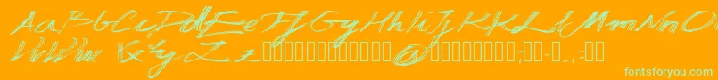 Manuscripta-Schriftart – Grüne Schriften auf orangefarbenem Hintergrund