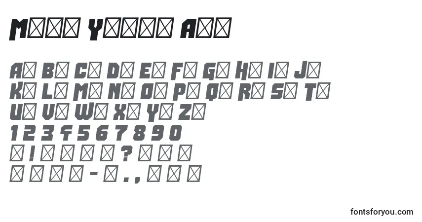 Шрифт Many Years Ago – алфавит, цифры, специальные символы